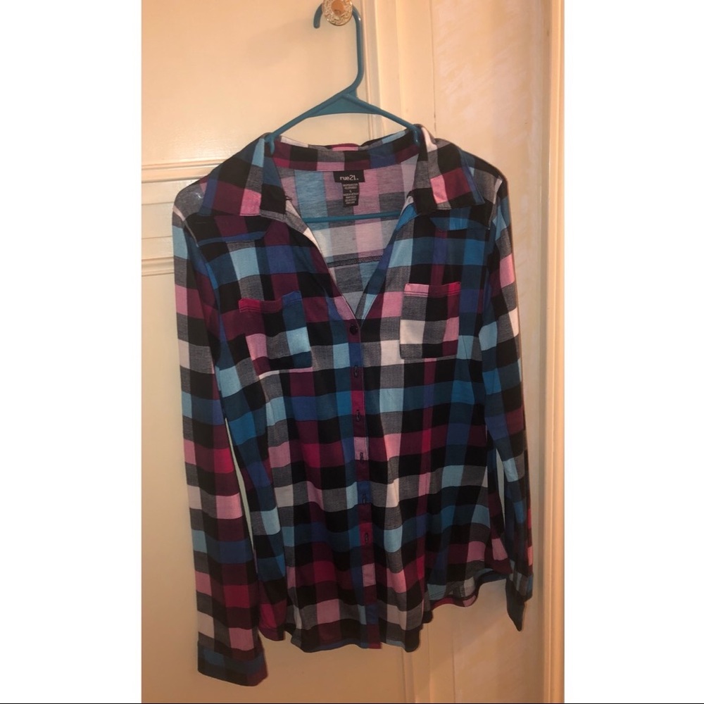 Plaid Button Down Blouse